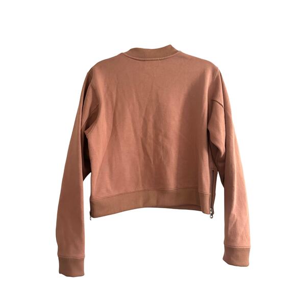 ACNE STUDIOS Dusty Pink Clay Bird Fl Fleece Side-Zip Boxy Sweatshirt Top - Sz S - Picture 3 of 5
